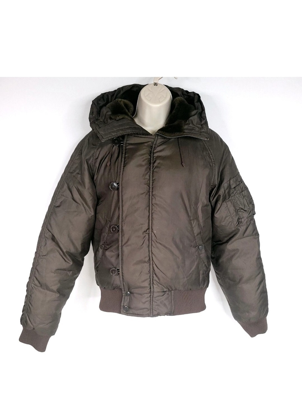 Polo Jeans Co Ralph Lauren Women’s M Brown Hooded Bomber Jacket Lined
